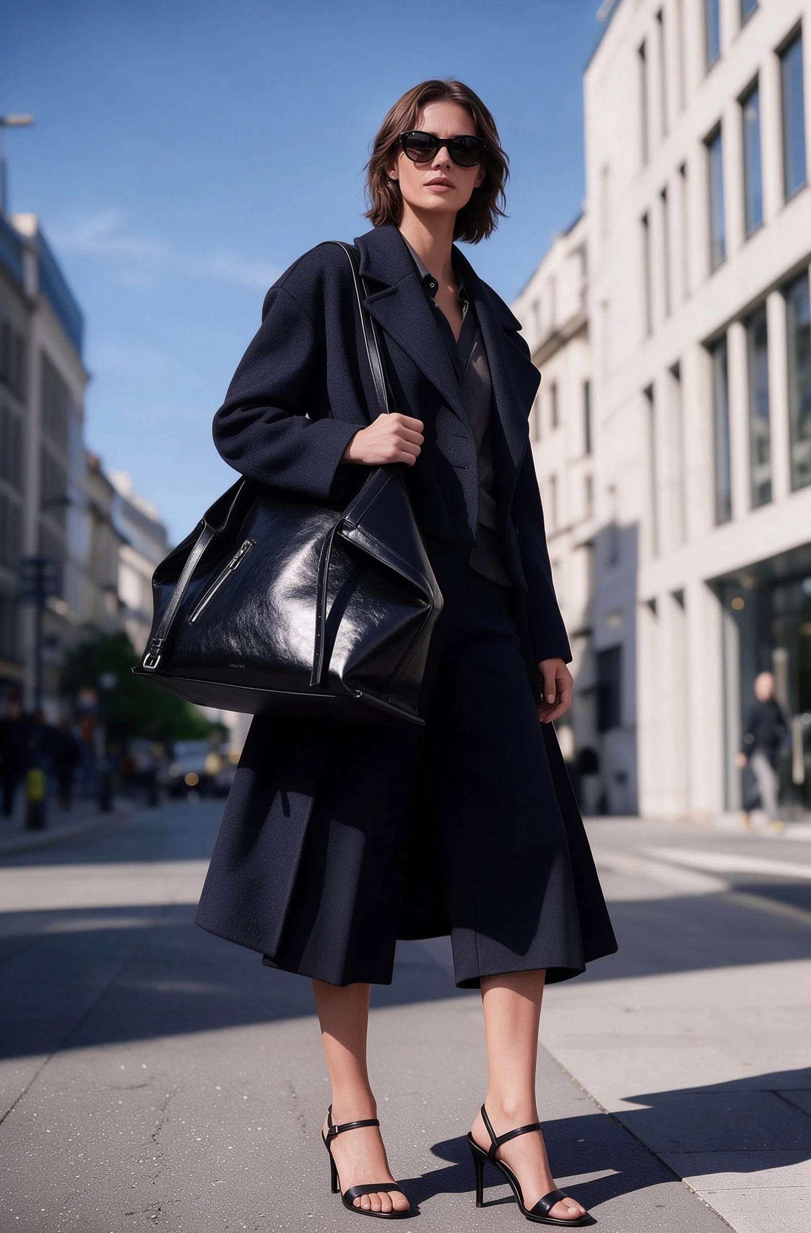 Leon slyn lady's shopping bag - shoulder bag - oil wax leather - mink fur lining - large capacity
