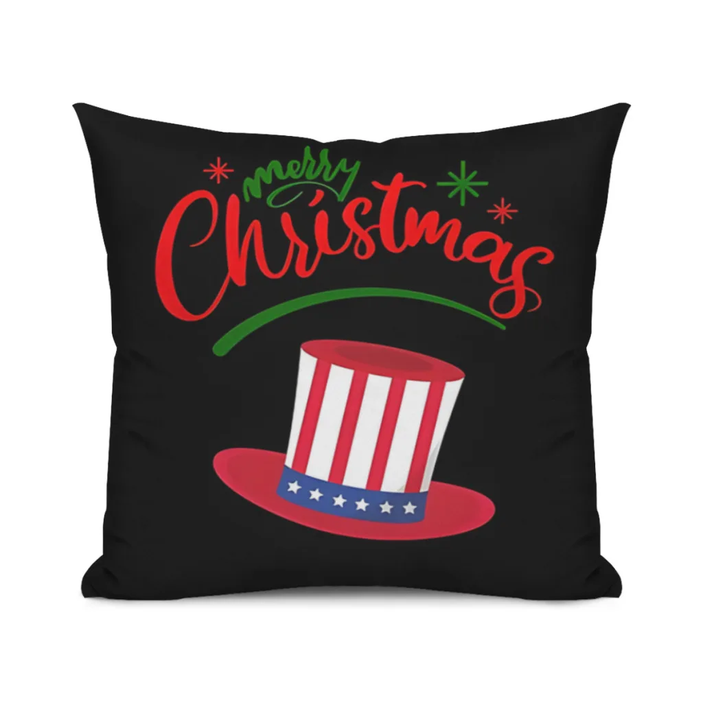 

Holiday Season Patriotic Christmas Hat Christmas Outfit Cushion Cover 45x45cm Home Decor Sofa Pillow Home Pillowcase