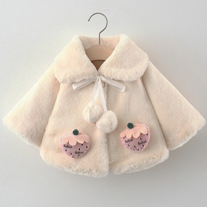 Autunno inverno neonate vestiti coreano carino bambola collare in pile caldo spesso bambino top mantello cappotto di pelliccia sintetica giacca per