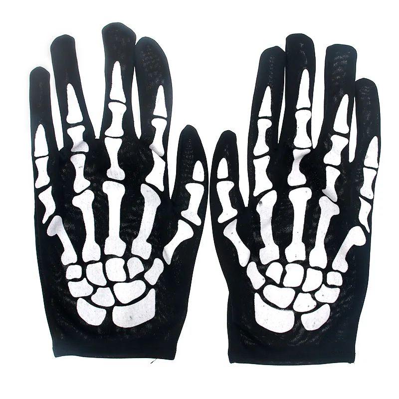 Halloween Costume Accessories Horror Toys Masquerade Props Skeleton Printing Gloves Scary Gloves