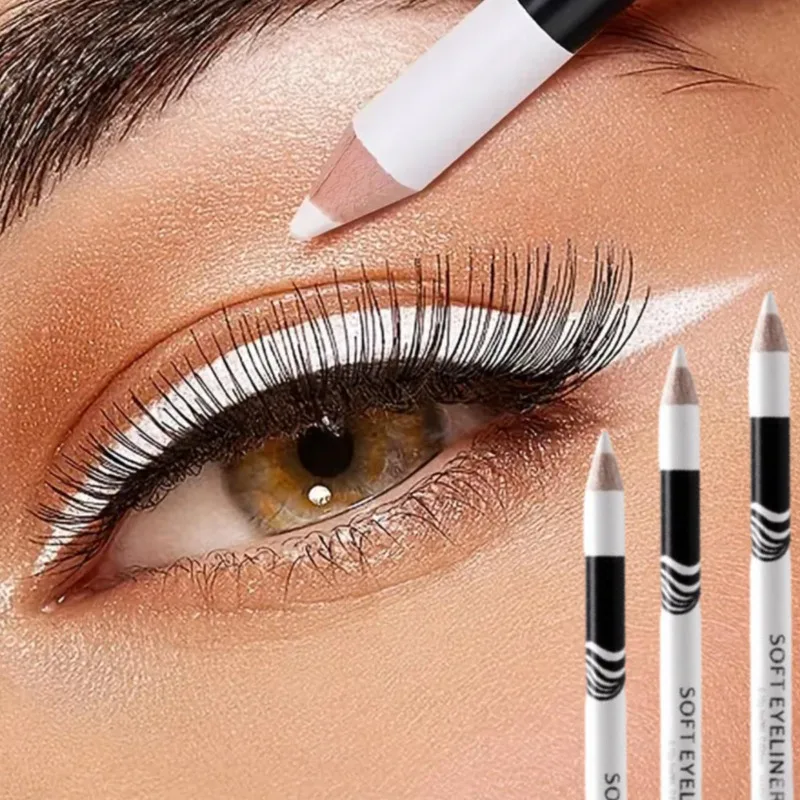 3팩 아이라이너, 흰색, 오래 지속되는 방수 및 땀 방지, 사용하기 쉬운 흰색 아이라이너 글루 펜