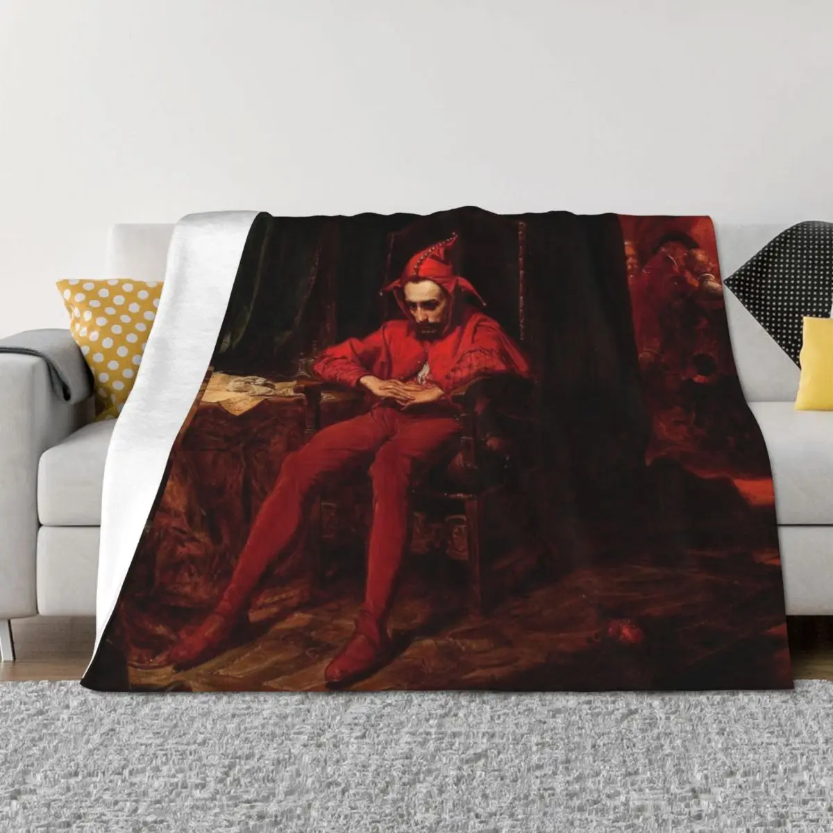 

Stańczyk (Sad Red Jester Clown), by Jan Matejko Throw Blanket sofa bed Extra Large Throw Weighted Cute Plaid Blankets