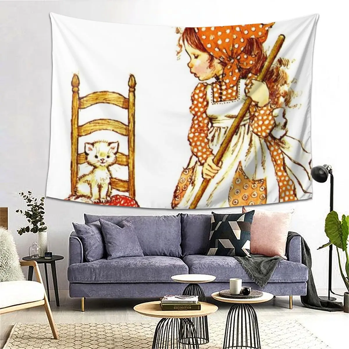 Sarah Kay Swing Girl Tapestry Decoration Art Aesthetic Tapestries for Living Room Bedroom Home Wall Cloth Wall Hanging