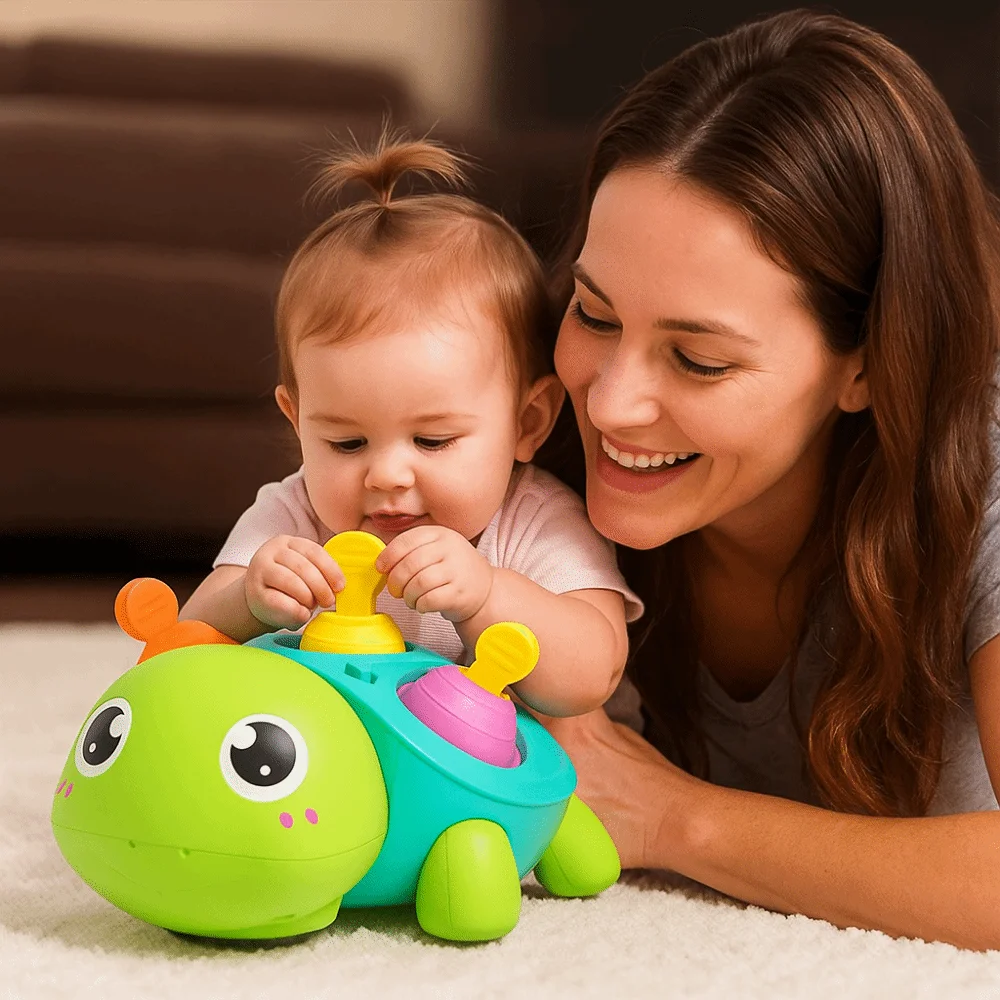 Tortuga Musical ligera y musical, Escape de suelo plano, tortuga para caminar en movimiento educativo, simulación de captura, tortuga para gatear para bebés