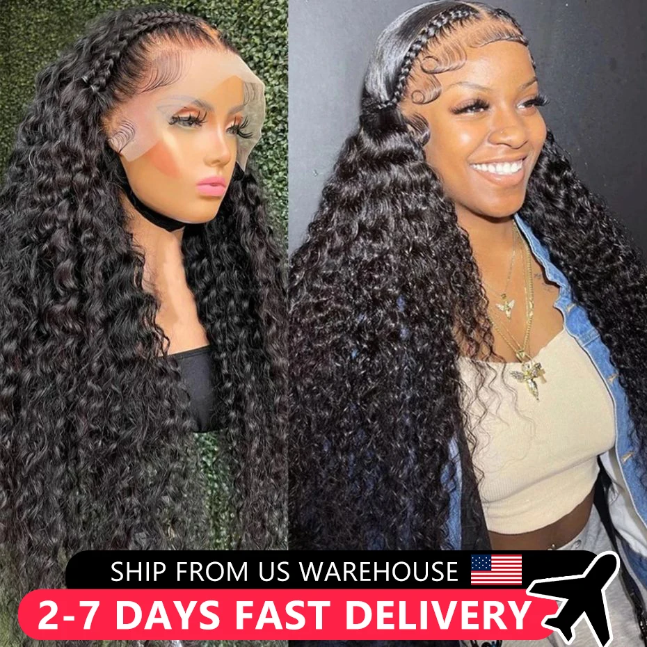 30 32 Inch Kinky Curly 13x4 13x6 Lace Front Wig Human Hair For Women 180% Brazilian Deep Curly Wet And Wavy Lace Frontal Wig