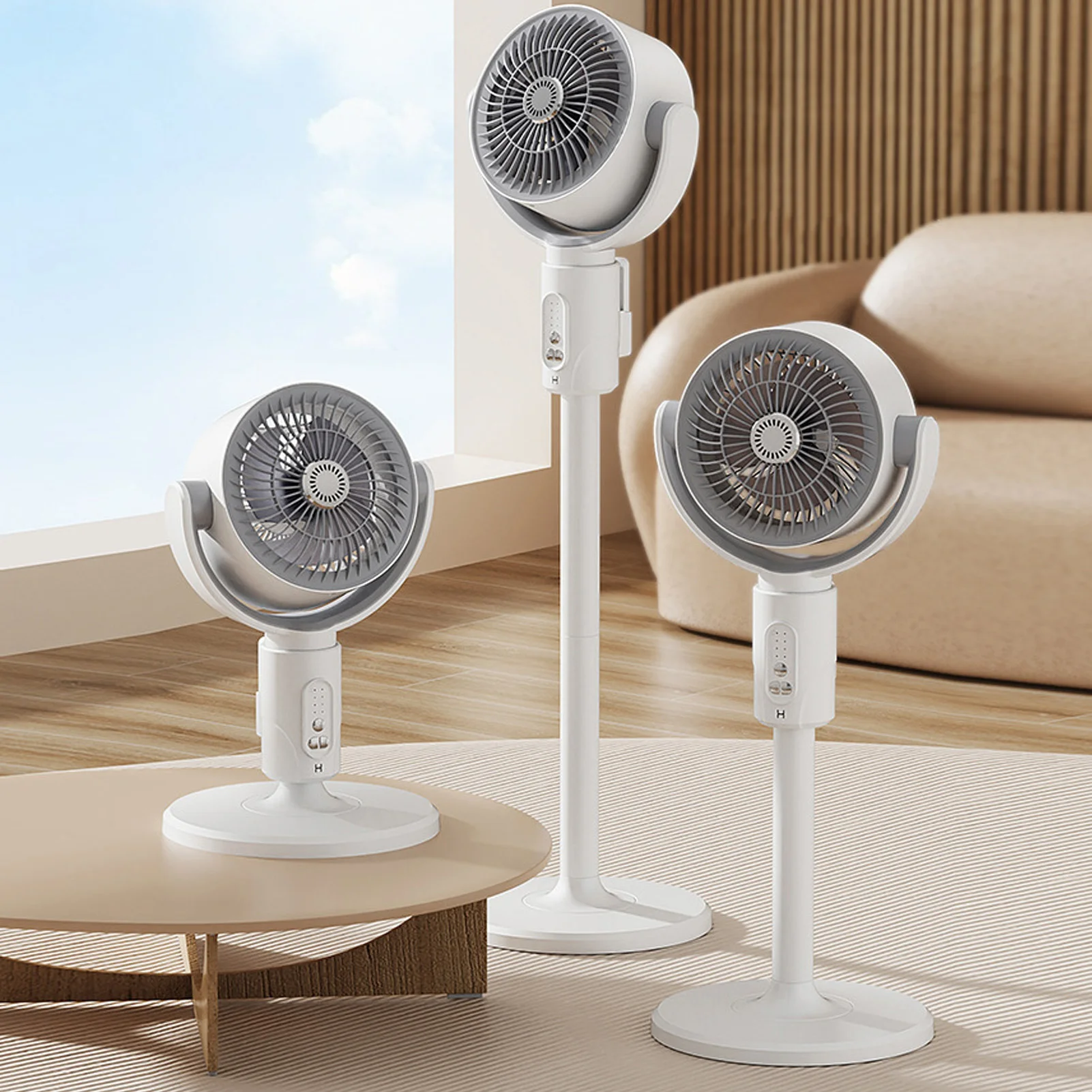 

Осциллирующий стоячий вентилятор Легкий тихий напольный вентилятор 5 скоростей Регулируемая высота ABS Аккумулятор 4000 мАч с пультом дистанционного управления для спальни