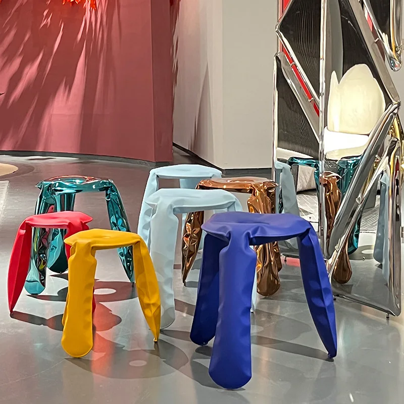 Fashion creative personality triangle stool stainless steel decorative low stool