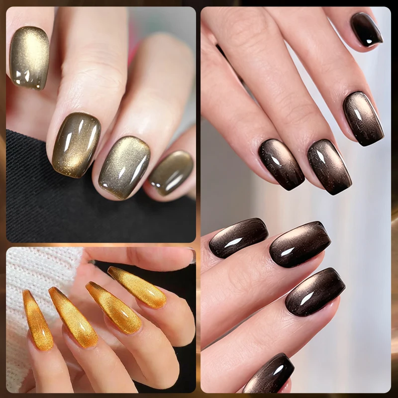 Ouro glitter gato gel magnético unha polonês luz dourada gel magnético semi permanente embeber fora uv gel verniz suprimentos de unhas diy