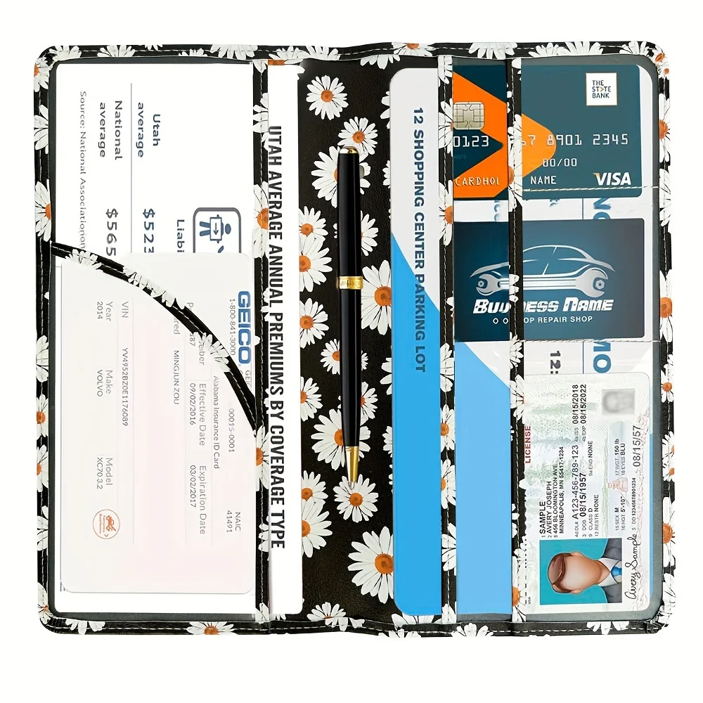 

Daisy Wallet Vehicle Registration Insurance Card Driver License Ticket Receipt Storage Card Holder Wallet