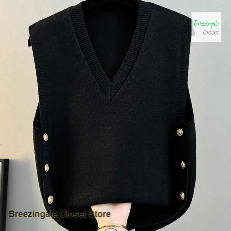 سترة كورية محبوكة بلون سادة ورقبة على شكل حرف V سترة نسائية للربيع والخريف سترة جوكر غير رسمية فضفاضة جديدة على الموضة.