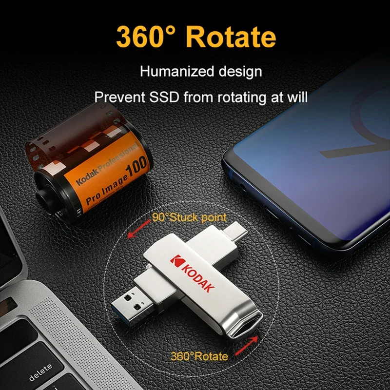 KODAK X203 USB 3.2 Металлический флэш-накопитель Высокоскоростной 256 ГБ 512 ГБ USB-накопитель большой емкости Pendrive Портативный SSD-накопитель USB-накопитель