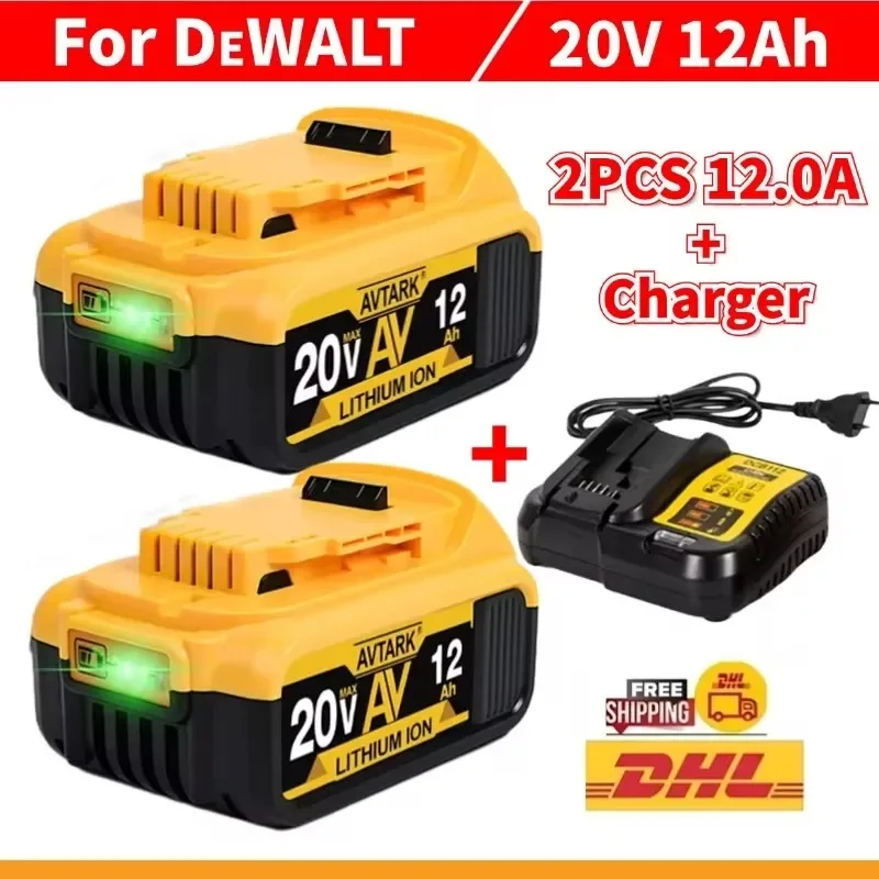 

For DeWalt power Tools DCB184 DCB181 DCB182 18V 12Ah rechargeable electric tool Lithium batteries DCB200 20V Battery Compatible