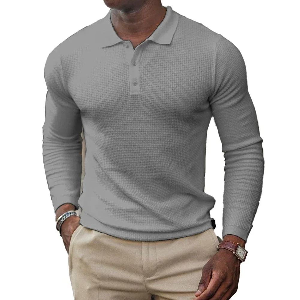 Elegant Men\'s Lapel Neck Shirts Long Sleeve Tops for Sports and Casual Wear Slim Fit Muscle Tee Size M 2XL Various Colors