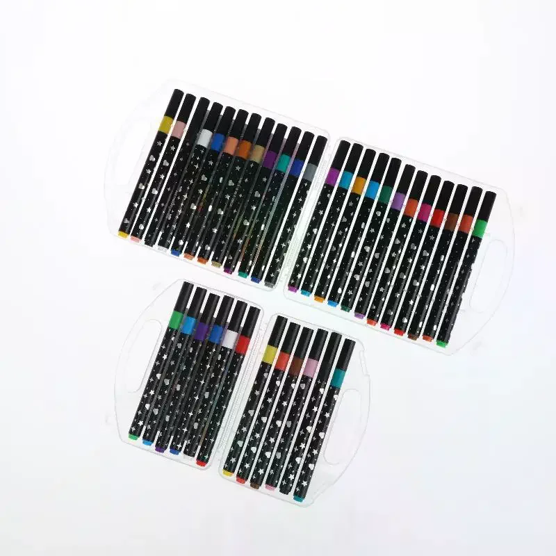 12/24 Colors Single Tip Brush Tip Glitter Art Markers Metallic Paint Marker Pens DIY Crafts Birthday Cards, Album