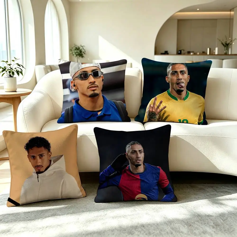 R-Raphinha Football Player Pillow Case Square Double-Sided Sofa Cushion Cover Bedroom Bedside Pillow