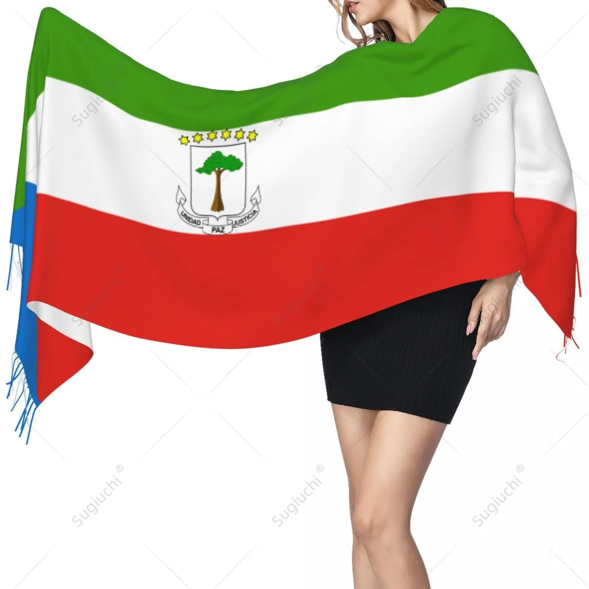 Equatorial Guinea Emblem Flag Scarf Pashmina Warm Scarves Shawl Wrap Hijab Spring Winter Multifunction Unisex