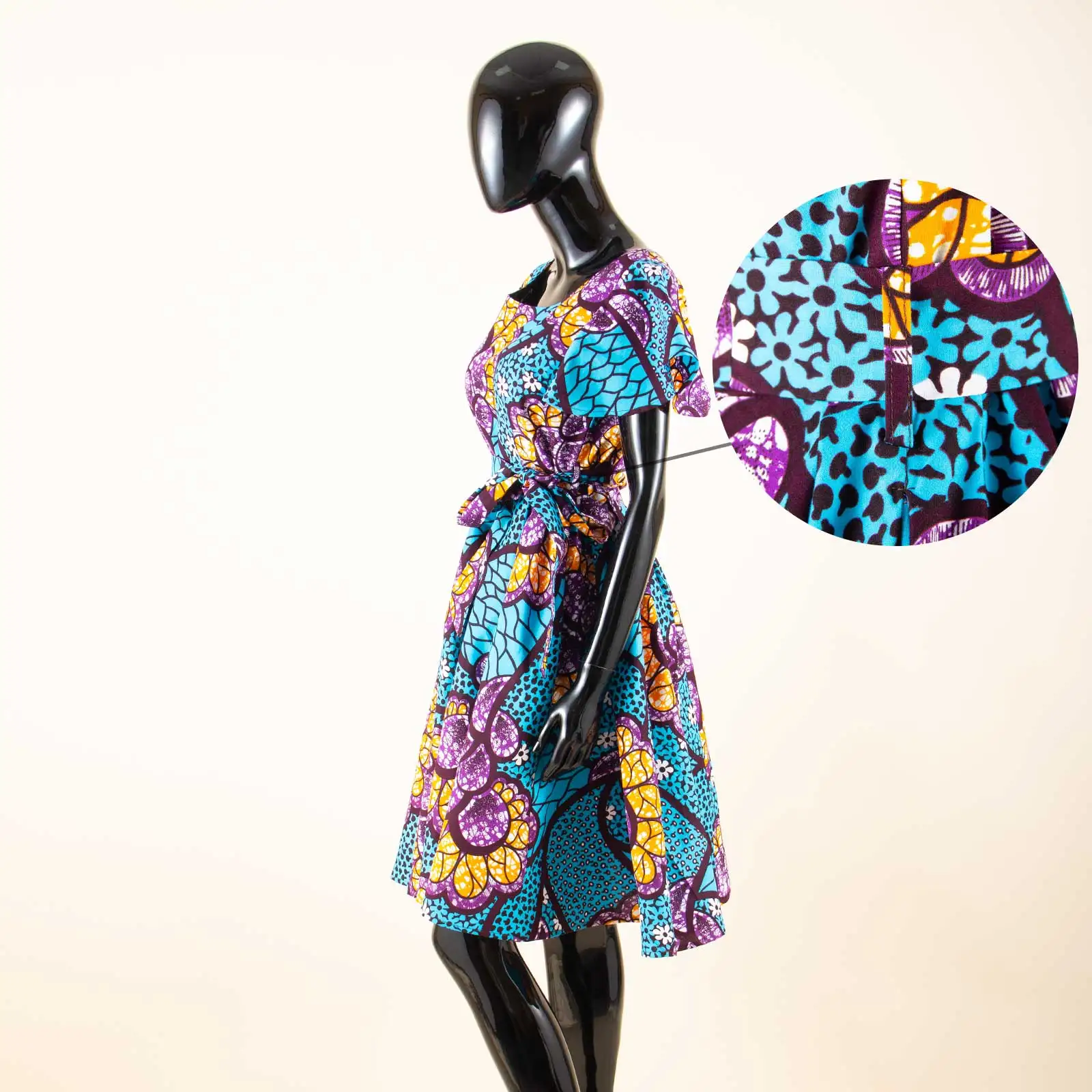 African Dresses for Women Vintage Polka Dot Dashiki Print Retro Women Spring Short Sleeve Plus Size Slim Fit AFRIPEIDE S1925021