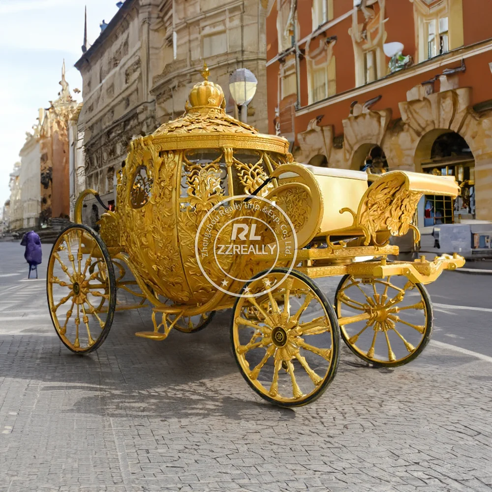 Carro real eléctrico para boda, carro de caballo dibujado, Cenicienta, calabaza, 2024