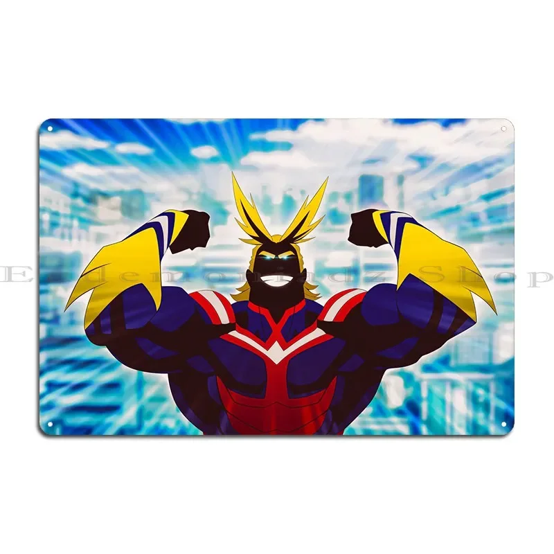 All Might Metal Plaque Poster Retro Cinema Cave Customized Living Room Tin Sign Poster