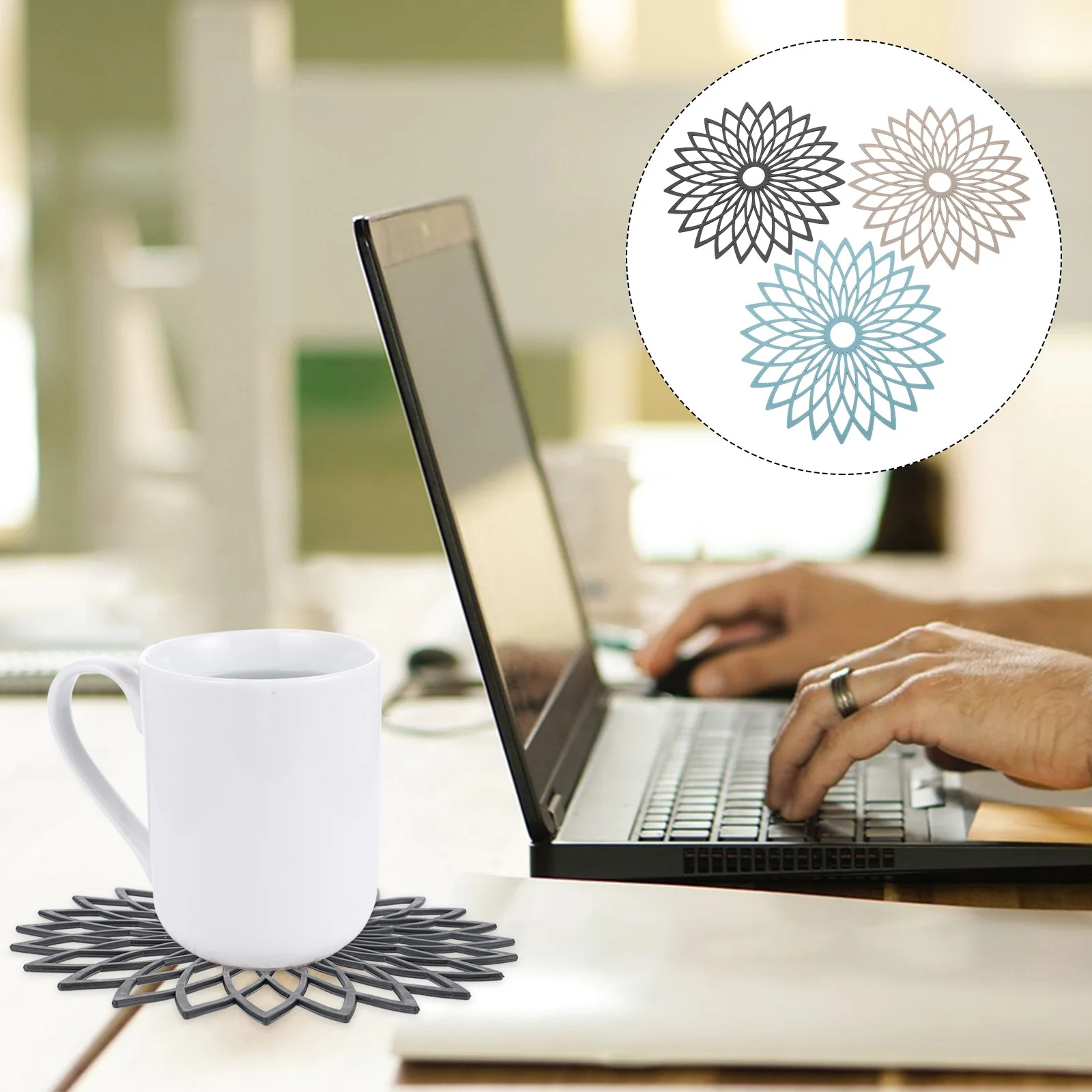 

3Pcs Hollow Silicone Heat Insulation Pads Non Scratch Heat Resistant Place Mats Hot Pot Coaster Cup Mat Dining Table