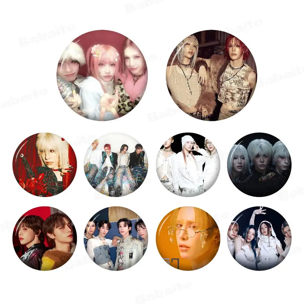 Popular Kpop Group X-XLov Round Button Pins Slogan Creative Brooches Backpack Clothes Decoration Fashion Cartoon Jewelry Gifts