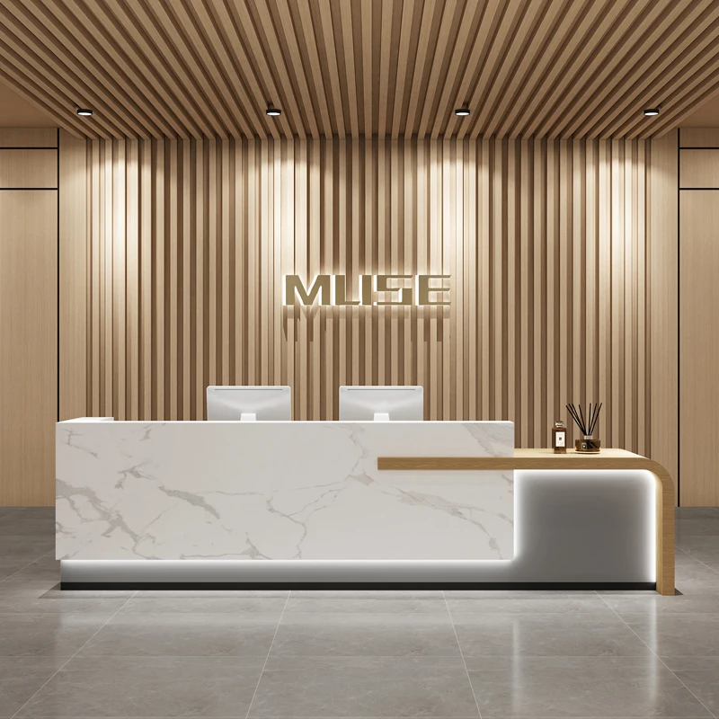 โต๊ะประชาสัมพันธ์สไตล์โมเดิร์นยุโรป โต๊ะแคชเชียร์สำนักงาน บาร์เรียบง่าย โต๊ะประชาสัมพันธ์หรูหรา โต๊ะประชาสัมพันธ์ทันสมัย เฟอร์นิเจอร์ทันสมัย