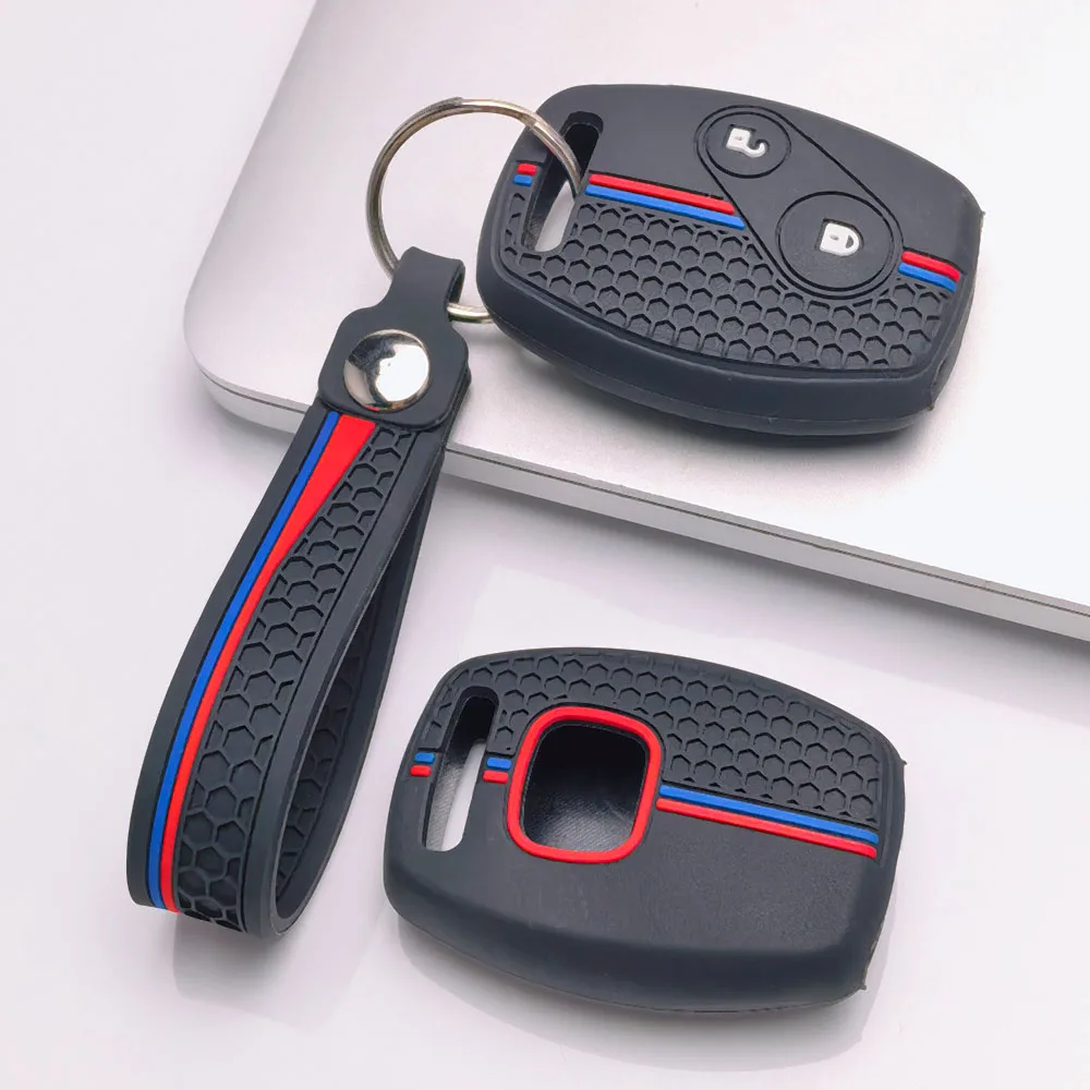 Key Cover for Honda Fit Civic Accord CR-V HR-V XR-V City Crider with Keychain Anti-Scratch Shockproof Soft Grip Button Friendly