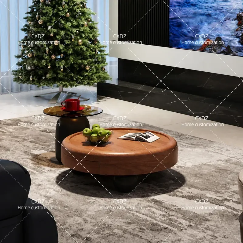 Medieval Style Round Coffee Table Set Italian Design High End Art Creative Living Room Solid Wood Center Table