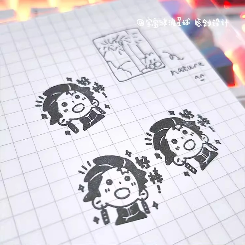 مجموعة طوابع Demon Slayer Photopolymer - طوابع أنيمي Tanjiro وGiyu وZenitsu وKyojuro لسكرابوكينغ وصنع البطاقات #2