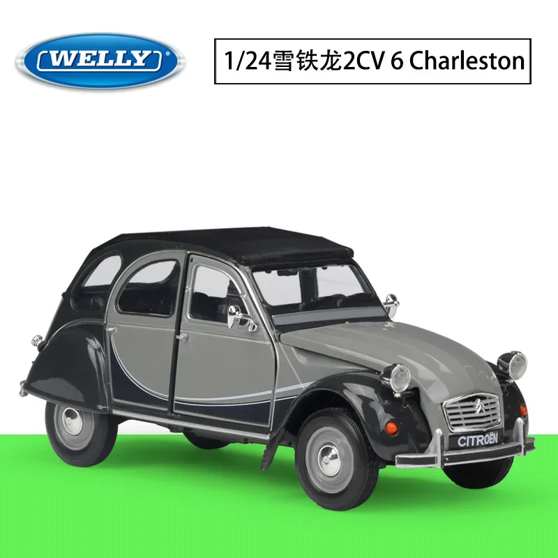 

WELLY Model Car Diecast 1:24 Scale CITROEN 2CV 6 Charleston Classic Alloy Car Toy Vehicle Metal Toy Car For Kids Gift Collection