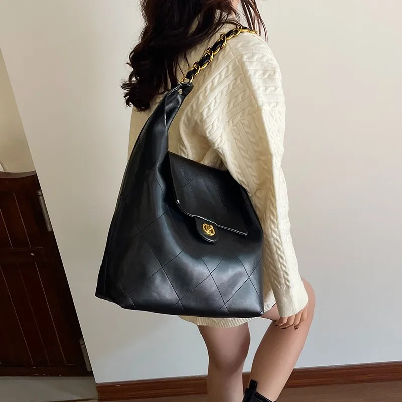

2025 S/S Women‘s Large Capacity Tote Bag, Genuine Leather Multi-way Chain Strap Shoulder Crossbody Purse, Vintage Chic Work Bag