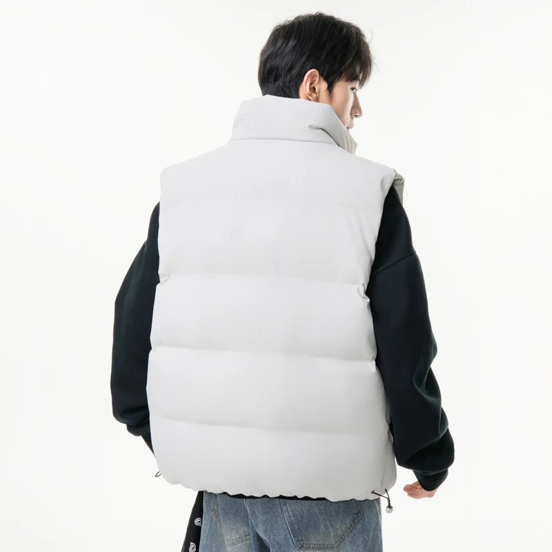 Winter Cotton Vest Men's Outdoor Workwear Sleeveless Stand Collar Multi-Pocket Jacket Thickened Polyester Fiber Korean Style