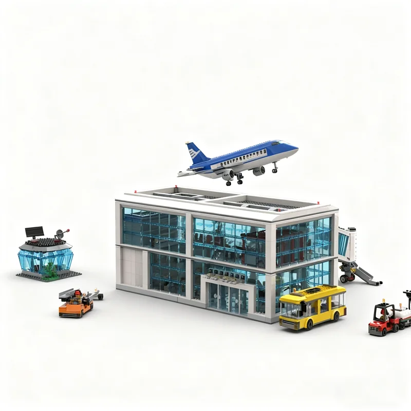 2984 pçs moc regional aeroporto modelo blocos de construção brinquedo presente natal montar arquitetura diy educação criativa idéia tijolo