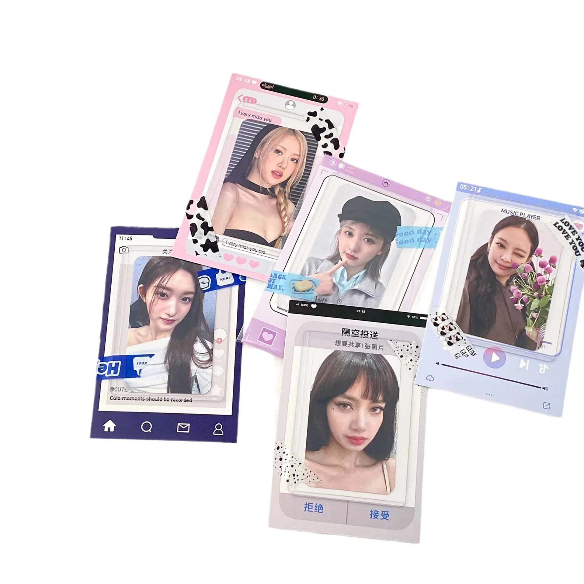 10Pcs Kpop Photo Folding Card Back Korean Star Photo Card DIY Packing Material Kawaii Card Message Fixed Board