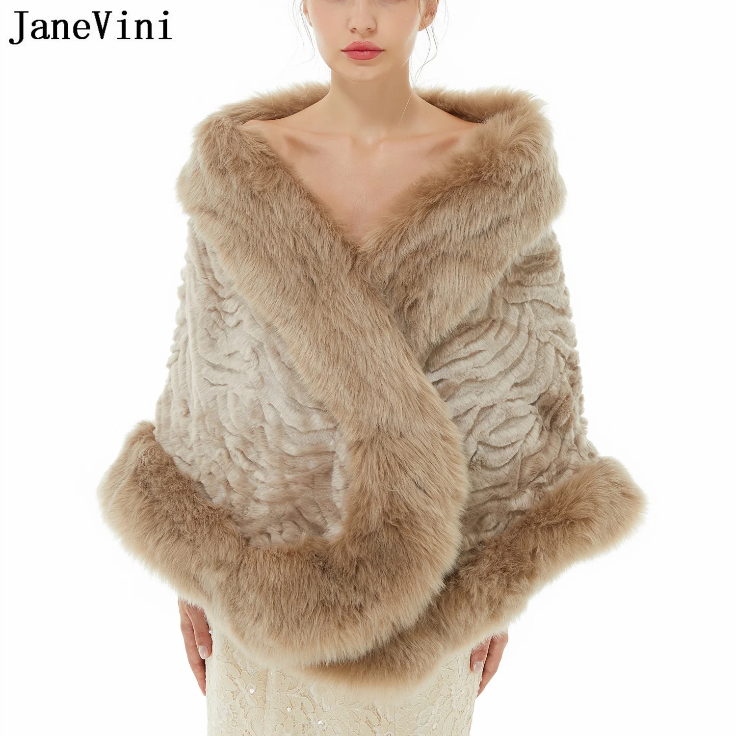 

JaneVini Fashion Fur Bolero for Women Wedding Capes Winter Faux Fur Bridal Shawls Wraps Stoles Formal Shrugs Châle Mariage 2023