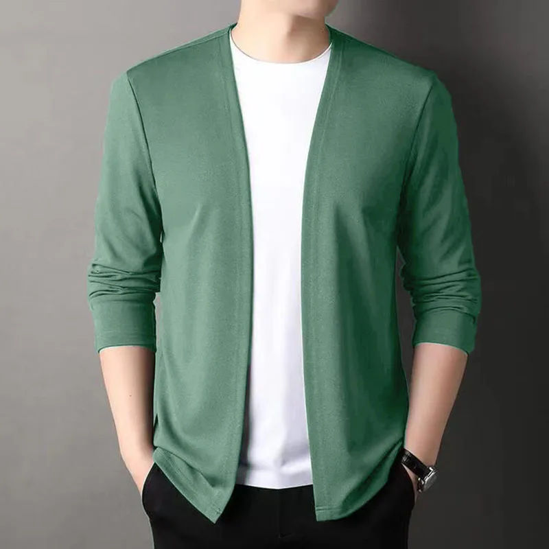 

Куртка-кардиган, мужская весенне-осенняя мужская повседневная универсальная повседневная весенняя верхняя одежда с длинными рукавами, модные топы