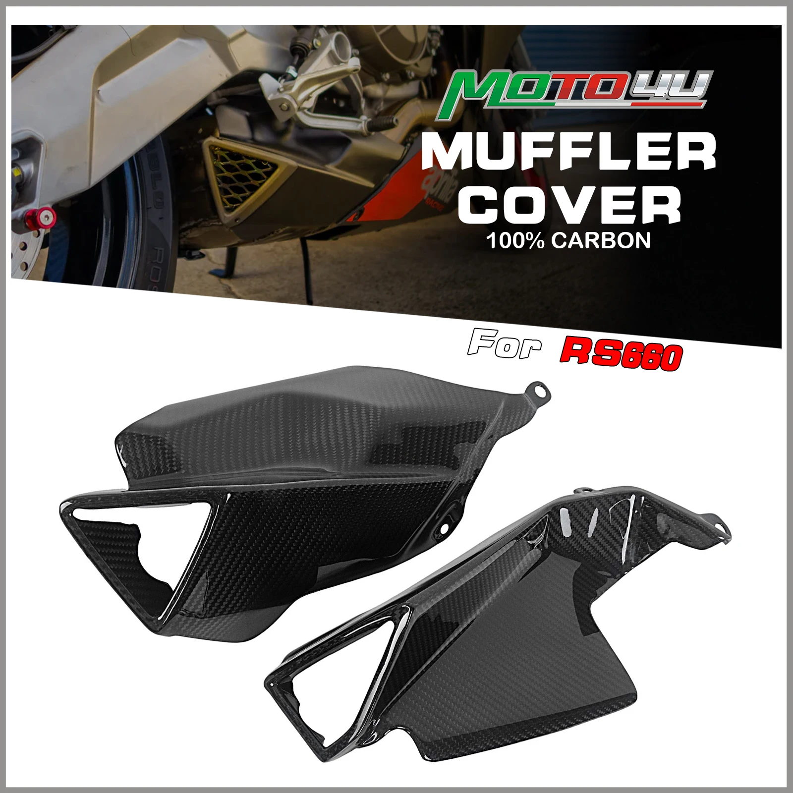 For Aprilia RS660 RS 660 2021 2022 2023 100% Carbon Fiber Exhaust Pipe Cover Muffler Heat Shield Decor Guard Motorcycle Fairing