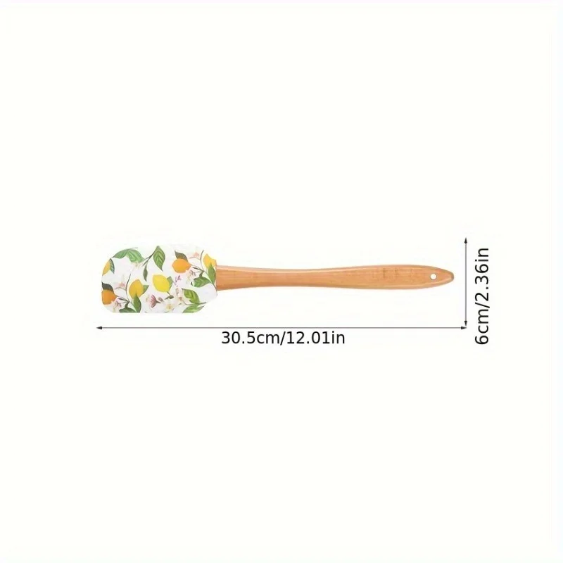 Floral Silicone Spatula Set with Wooden Handle - Perfect for Baking & Pastry, Non-Electric Kitchen Essential