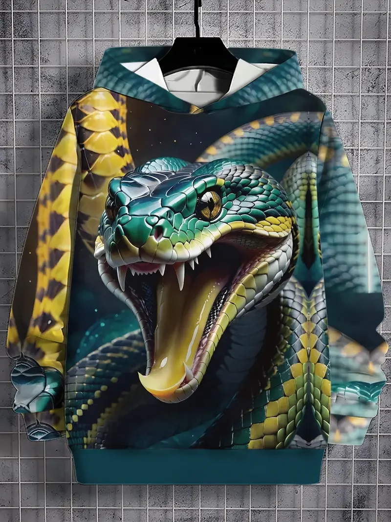 

Men's Women's Funny 3D Animal Print Hoodie Snake Goat Pattern Long Sleeve Hooded Sweatshirt Autumn Winter Outdoor Casual Clothes