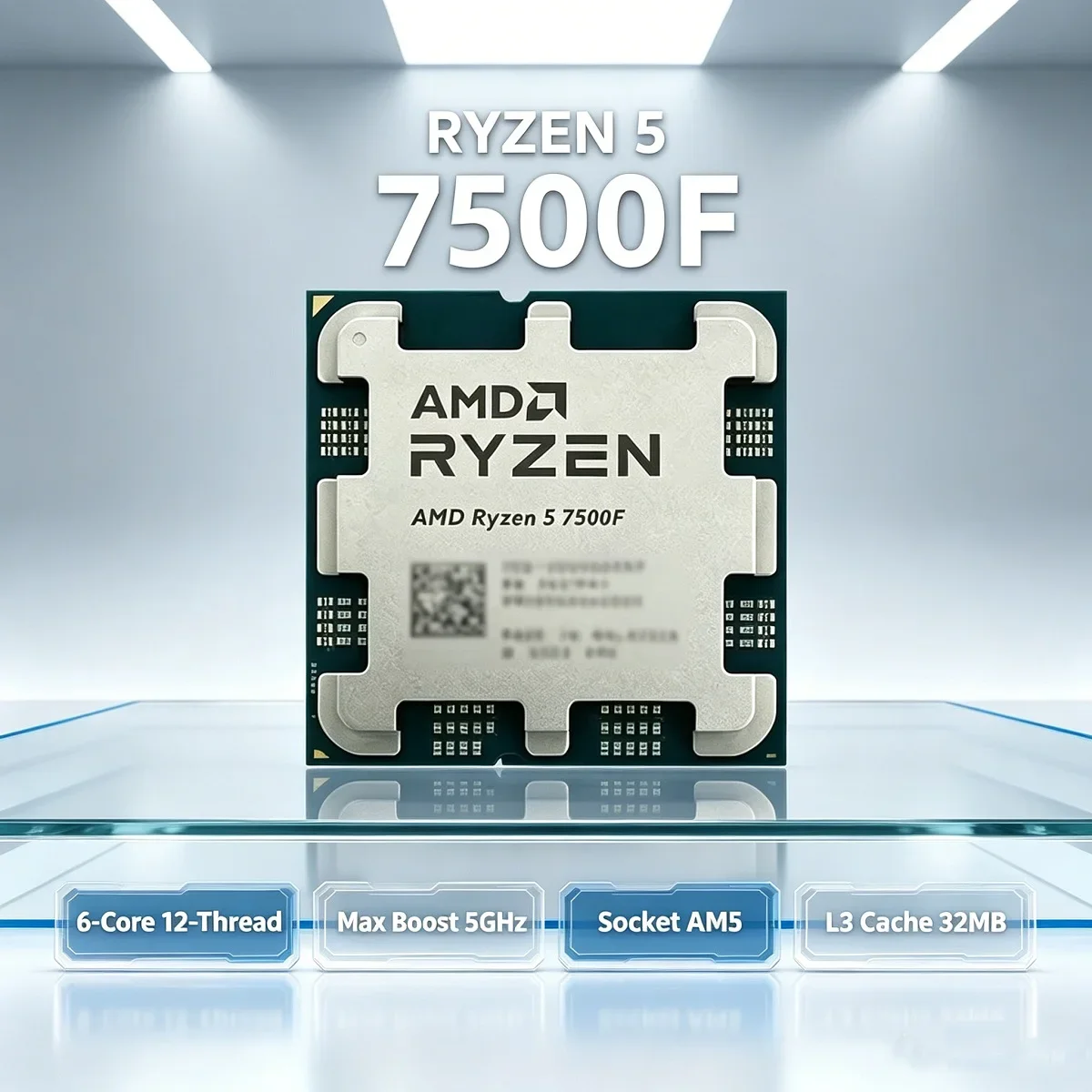 

AMD Ryzen 5 7500F DDR5 Desktop Gaming CPU R5 7500F 3.7GHz 6-Core 12-Thread Socket AM5 32MB L3 Cache but without cooler