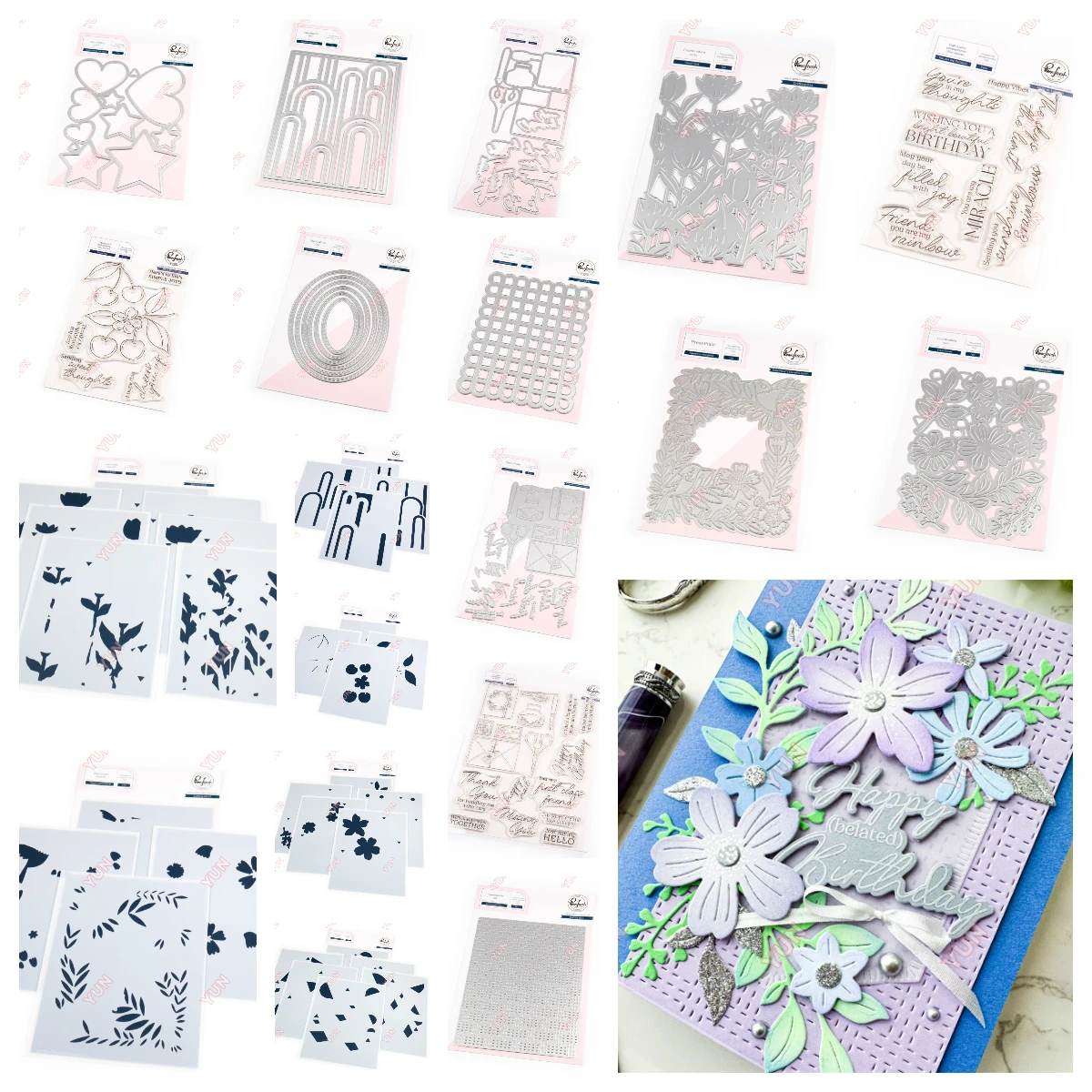 

2025 New Fresh Florals Hot Foil Die Sentiment Stamps Hummingbirds Hearts Stars Die Stencils DIY Scrapbooking Diary Card Handmade