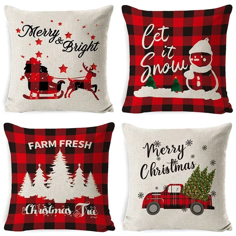 1pcs/set Christmas Collection 45x45 Cushion Cover Linen Square Throw Pillow Case Decorative Pillows for Sofa Fundas De Cojines