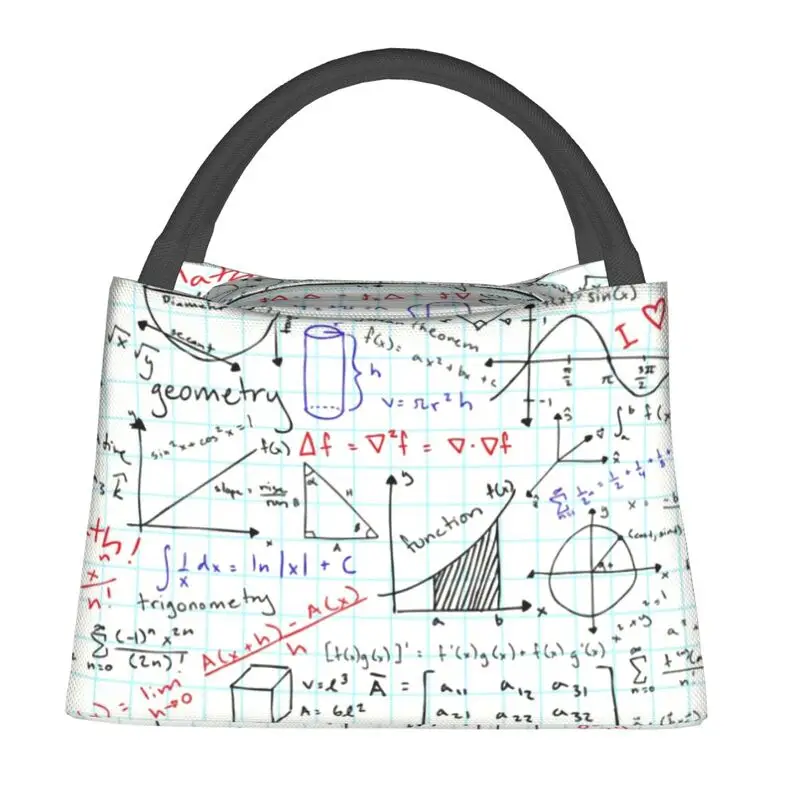 Math Homework Insulated Lunch Tote Bag for Women Mathematical Teacher Cooler Thermal Food Lunch Box Outdoor Camping Travel