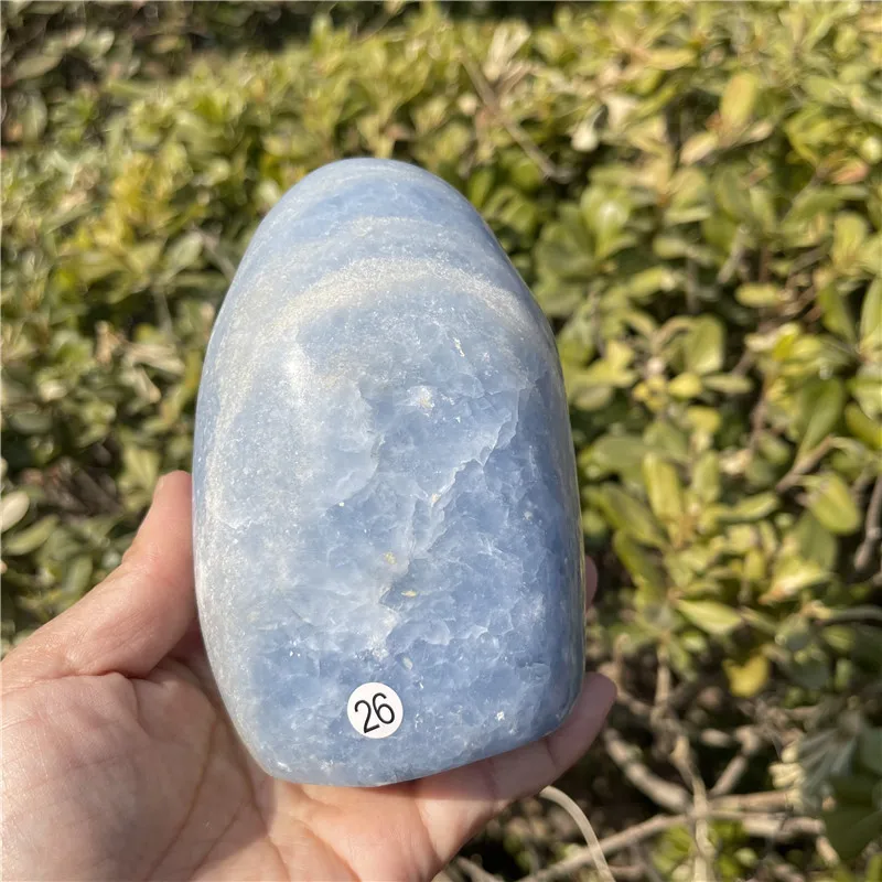 

natural crystals healing stones sky blue celestite free form crystal stand