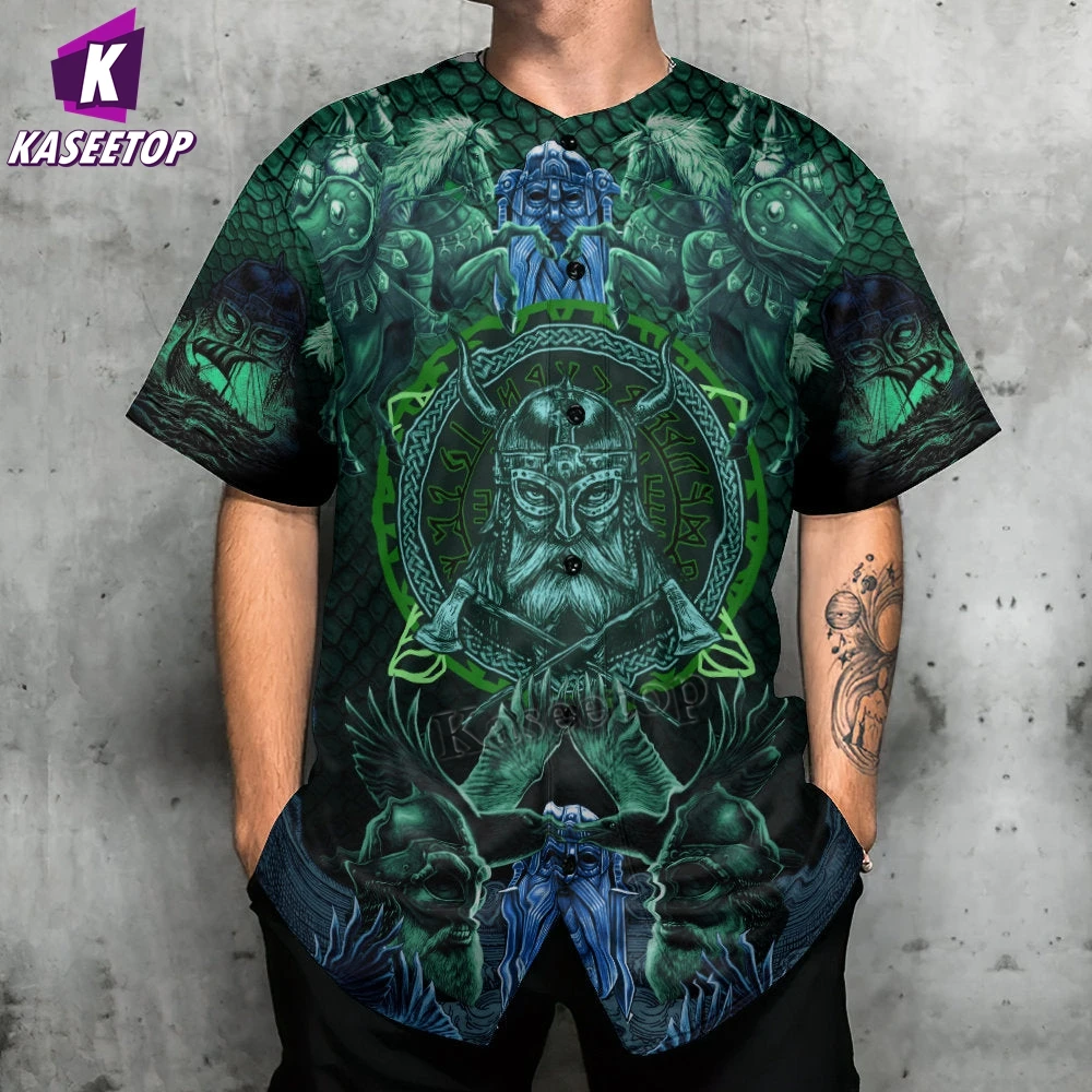 Viking See You In Valhalla Men 3D Print Baseball Jersey Shirt Adult Summer Tee Shirt Men's Hip Hop Tops Tee Oversized Streetwear