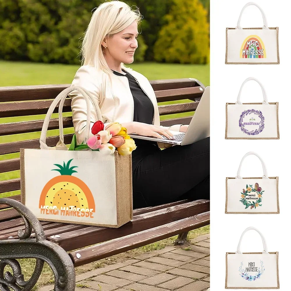 New Shopping Bag Canvas Tote Bags Maitresse Pattern Series Reusable Shopper Bag Ladies Leisure Shoulder Bag Beach Outdoor