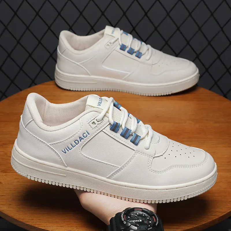 

Men's Sneakers Casual Sports Shoes for Men Lightweight PU Leather Breathable Shoe Mens Flat White Tenis Shoes Zapatillas Hombre