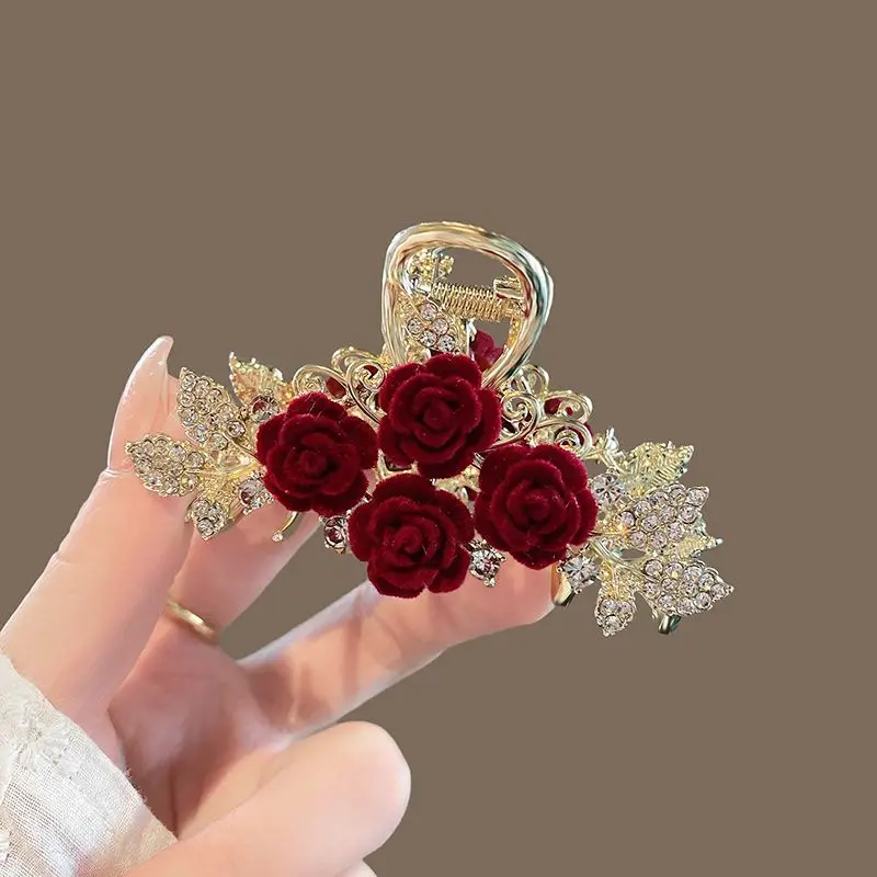 

Light Luxury and High-end Ink Wash Flower for Girls Medium-sized Exquisite Shark Clip Half Zip Hair Clip Hair Accessory
