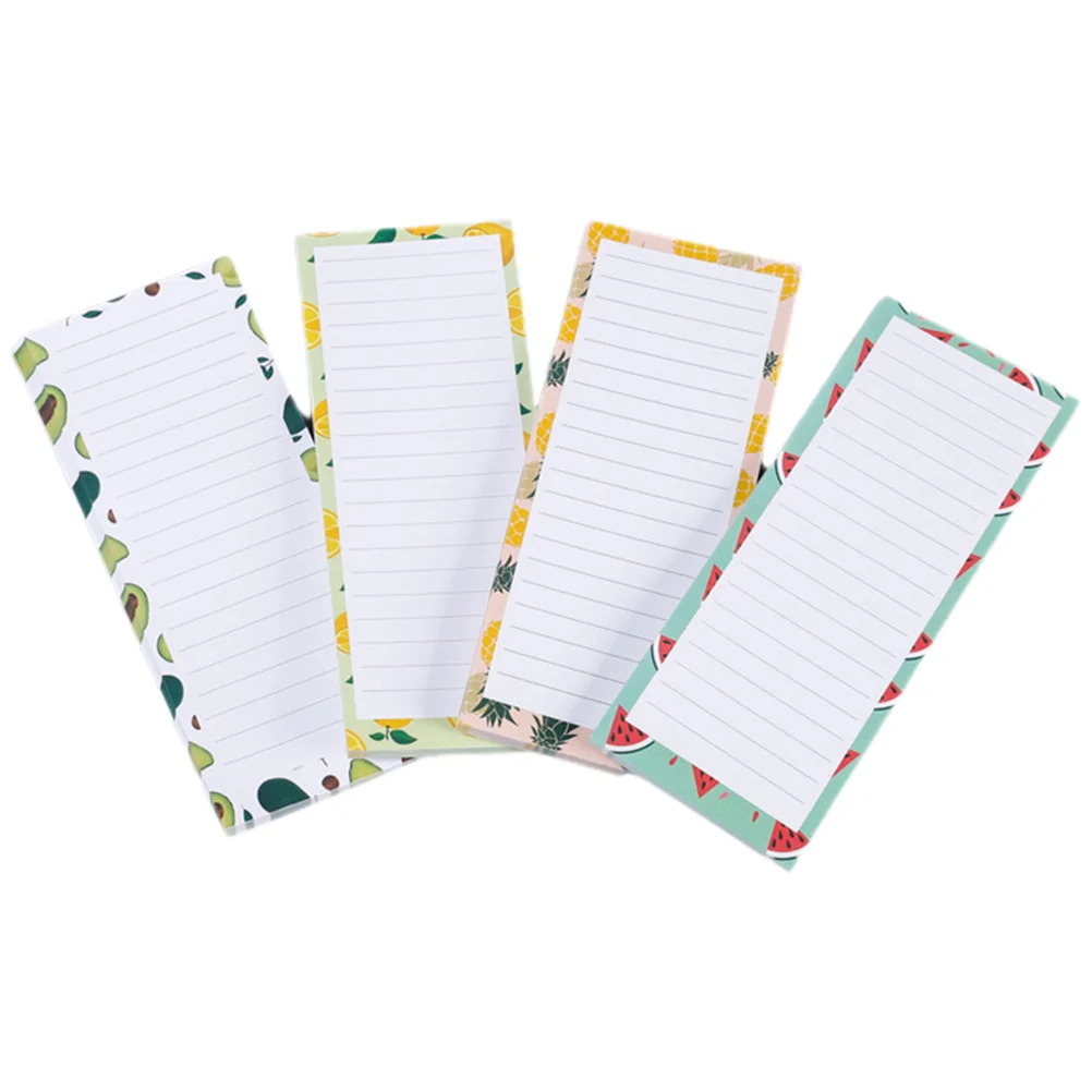 

4 Pcs Magnetic Message Board Refrigerator Notepad Grocery List for Fridge Avocado Shopping Adhesive Tape Fridges Notepads