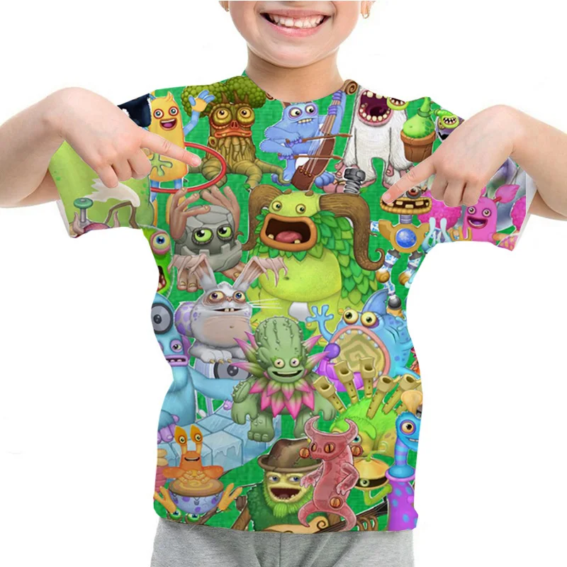 Funny My Singing Monsters T Shirt Children's Clothing Cartoon Print T-shirt for Girl Kids Clothes Boys Summer Short Sleeve 2-14Y